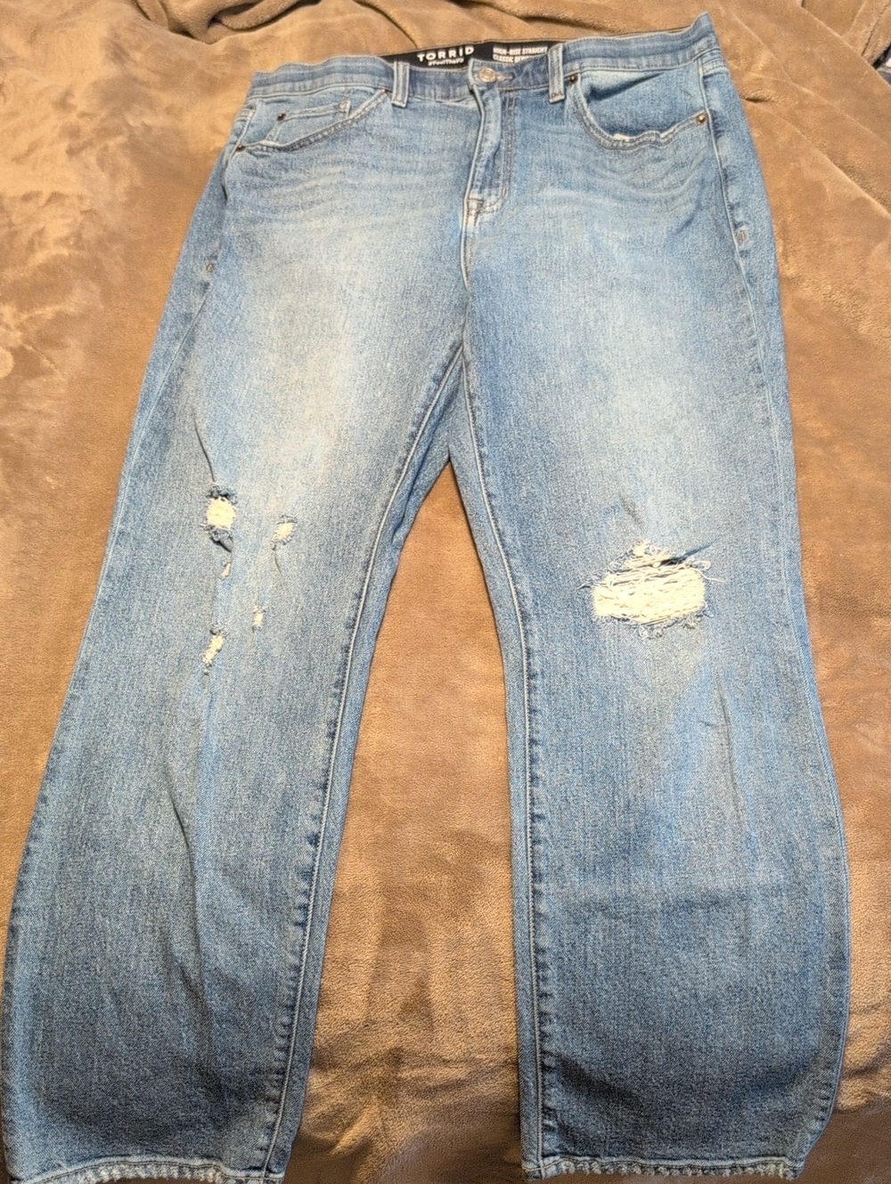 torrid distressed light blue denim jeans Size 12 Regular Inseam
